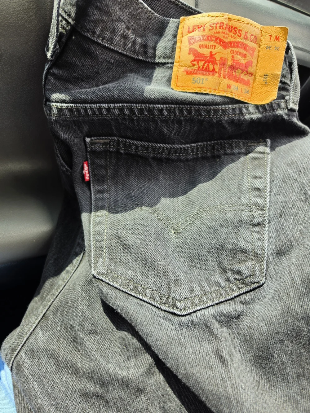 Levi's Men's Straight Jeans in Washed Black with Leather Patch